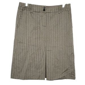 Esprit Y2K Striped A Line Skirt 6 S Front Pleat Pockets Brown Black Academia